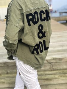grön rock and roll jeansjacka