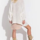 oversize boyfriend sweater stickad vit