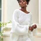 Oversize tröja med mjukt ull vit