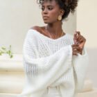 Oversize tröja med mjukt ull vit