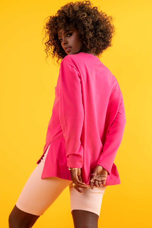 Asymmetrisk sweatshirt pastellrosa