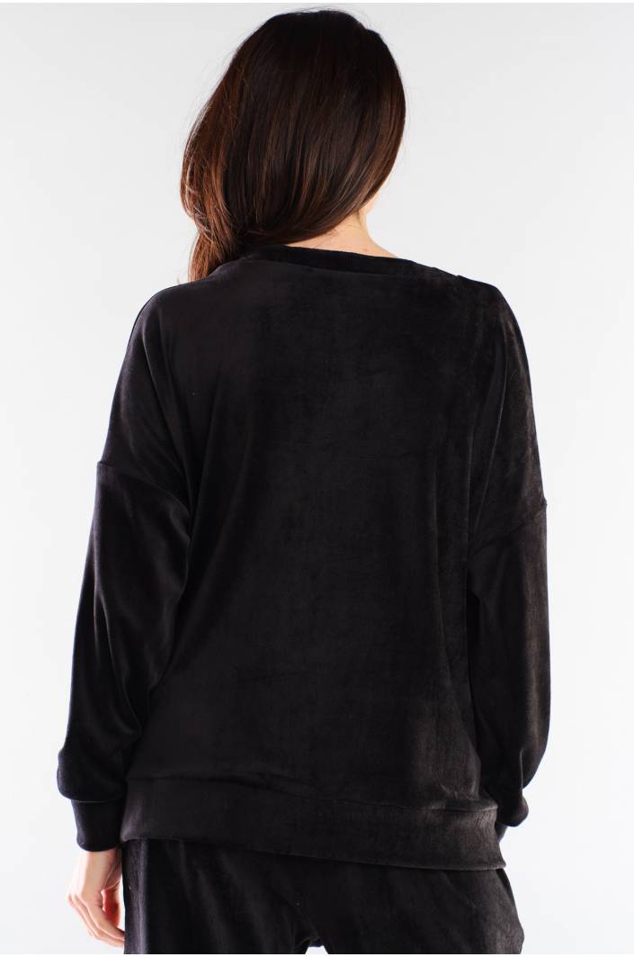 svart sammet oversize sweatshirt