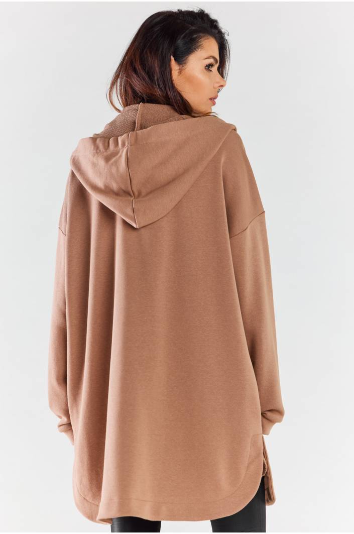 Oversized zip hoodie beige för dam