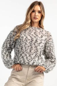 Mohair tröja dam med ull och leopardmönster
